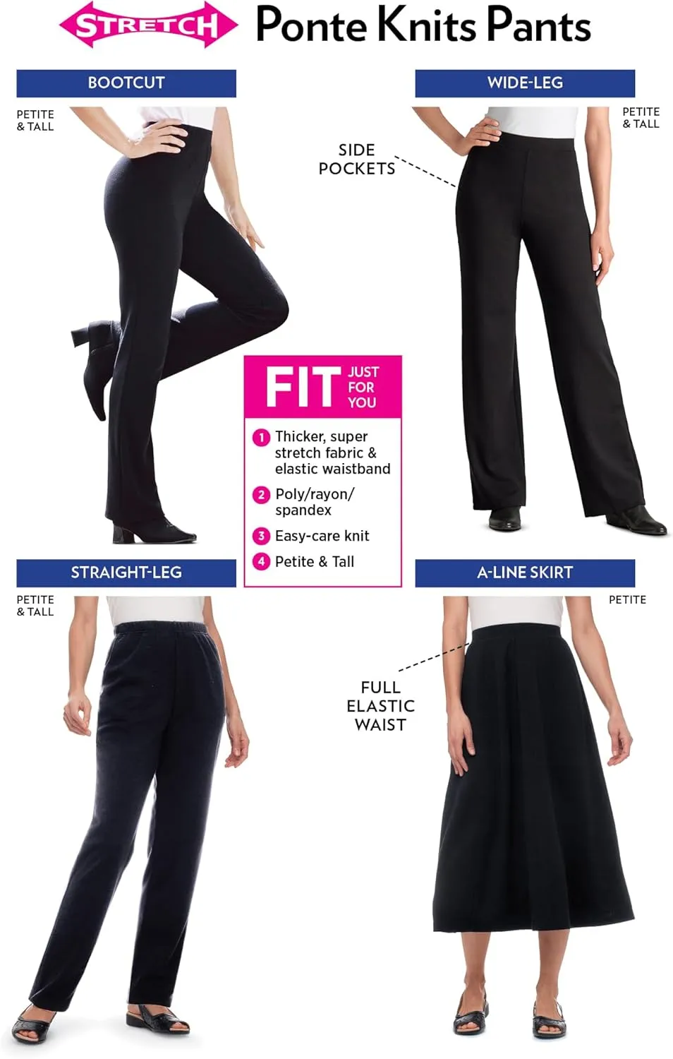 Woman Within Women's Plus Size Ponte Knit A-Line Skirt