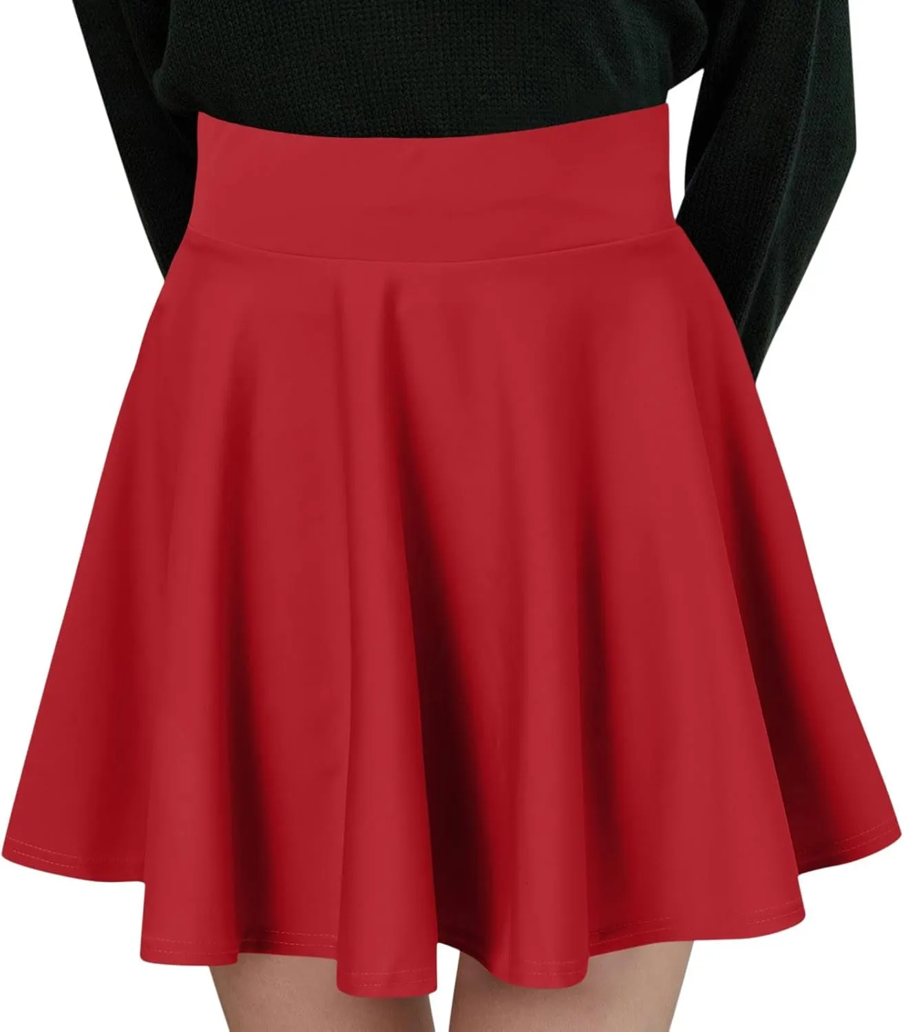 Women Fashion Casual Short Style Solid Half Skirt Glare Sun Skirt Pleated Skirt Midi Skirt for Women