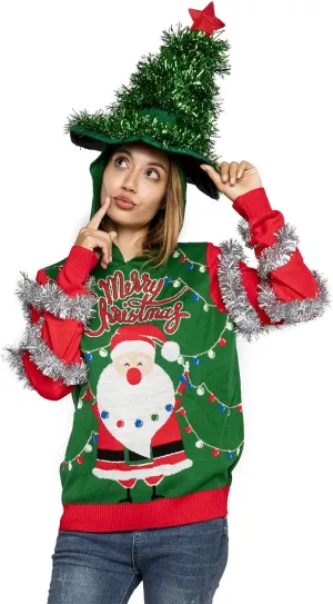 Women Ugly Christmas Hoodie for Adult Men`s Unisex Xmas Hooded Sweater Pullover for Party Festive
