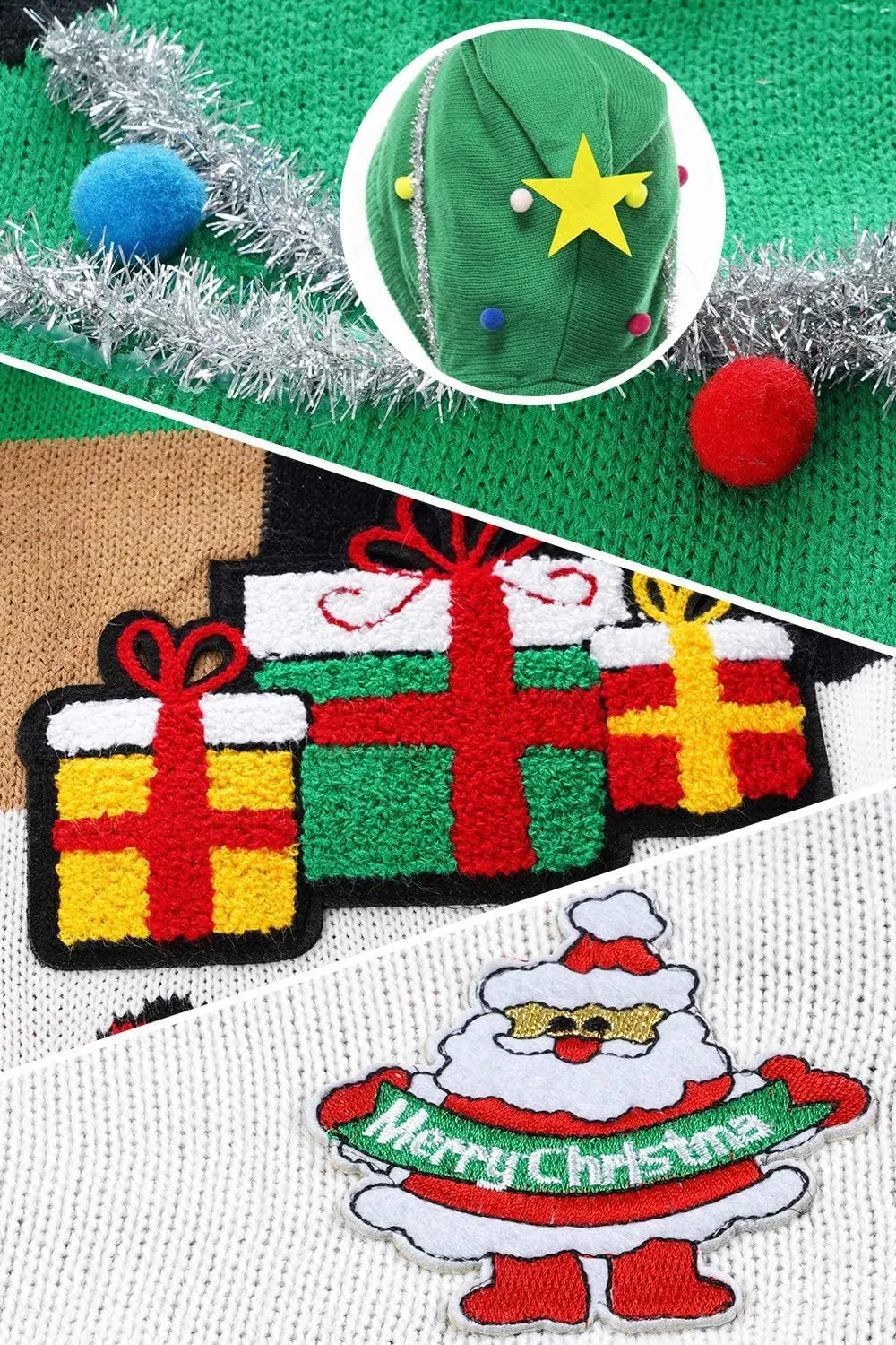 Women Ugly Christmas Hoodie for Adult Men`s Unisex Xmas Hooded Sweater Pullover for Party Festive