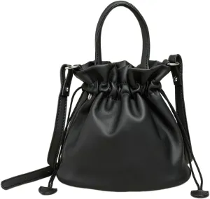 Women's Drawstring Bucket Bag Soft Leather Pleated Pop Fashion One-shoulder Cross-body Bag Vintage Versatile Tote Bag