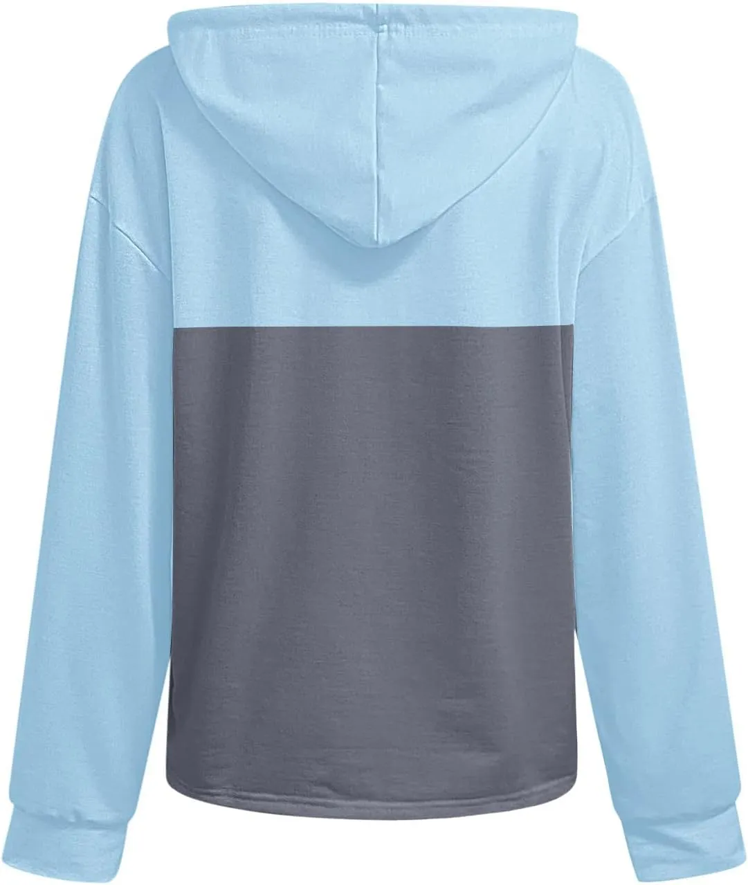 Women's Fashion Hoodies Sweatshirts Casual Button V-Neck Henley Shirts Long Sleeve Color Block Oversized Pullover Tops