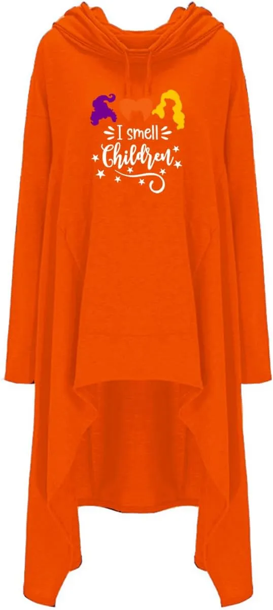 Women's I Small Children Letters Festival Tunic High Collar Long Sleeve Pullover Irregular Hoodies
