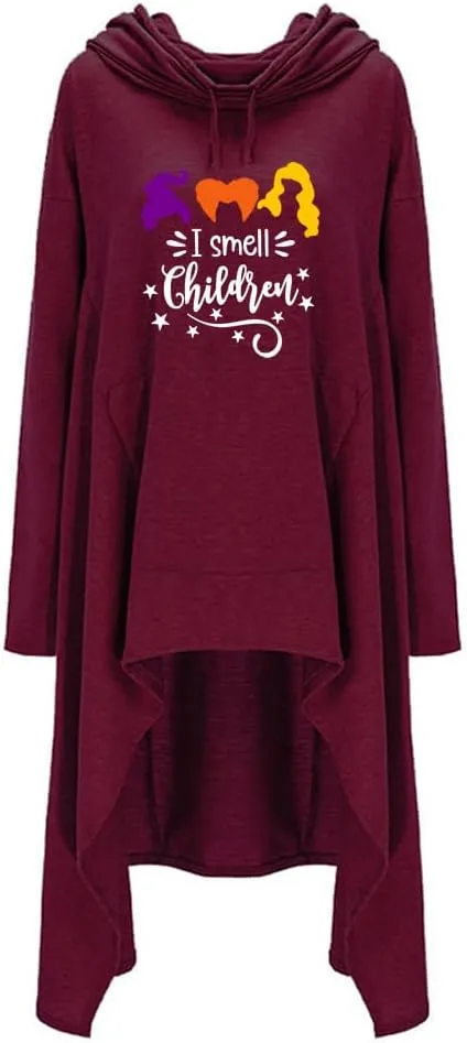Women's I Small Children Letters Festival Tunic High Collar Long Sleeve Pullover Irregular Hoodies