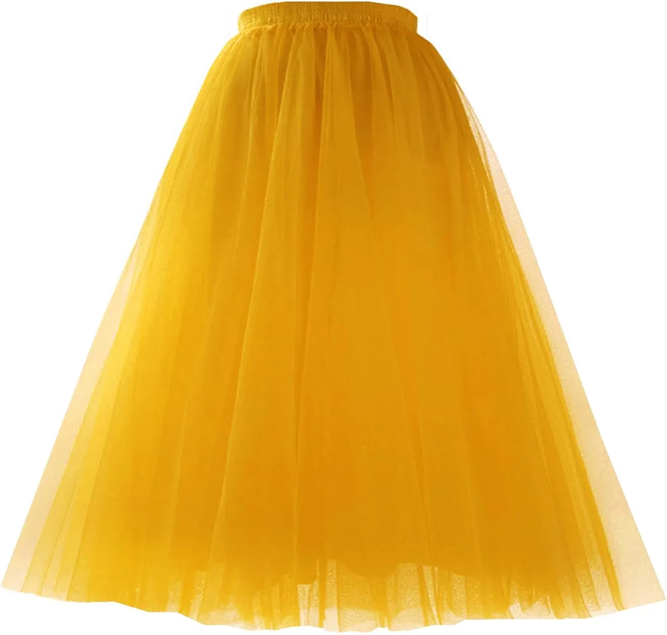 Women's Knee Length Tulle Skirts Layered Prom Party Midi Tutu Skirt