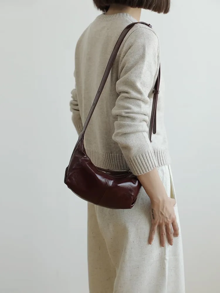 Women's Leather Handbag Shoulder Crossbody Armpit Bag Dumpling Pillow Bag Clutch Purse Hobo Versatile Stylish Chic