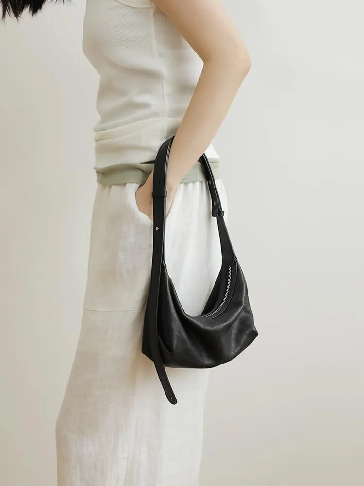 Women's Leather Handbag Shoulder Crossbody Armpit Bag Dumpling Pillow Bag Clutch Purse Hobo Versatile Stylish Chic