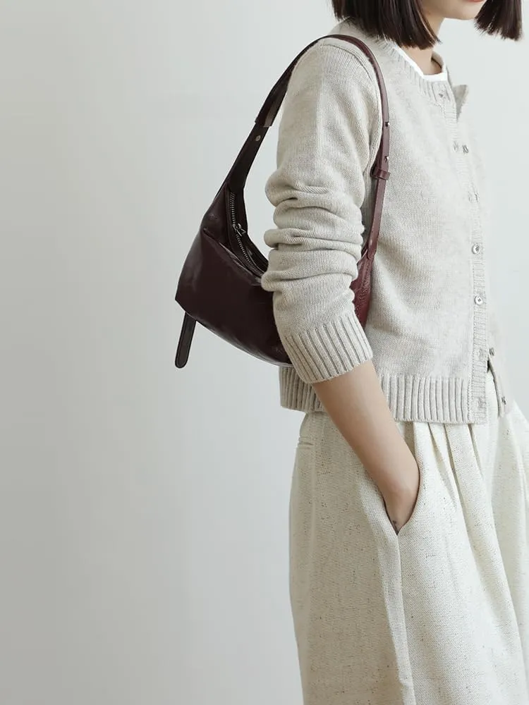 Women's Leather Handbag Shoulder Crossbody Armpit Bag Dumpling Pillow Bag Clutch Purse Hobo Versatile Stylish Chic