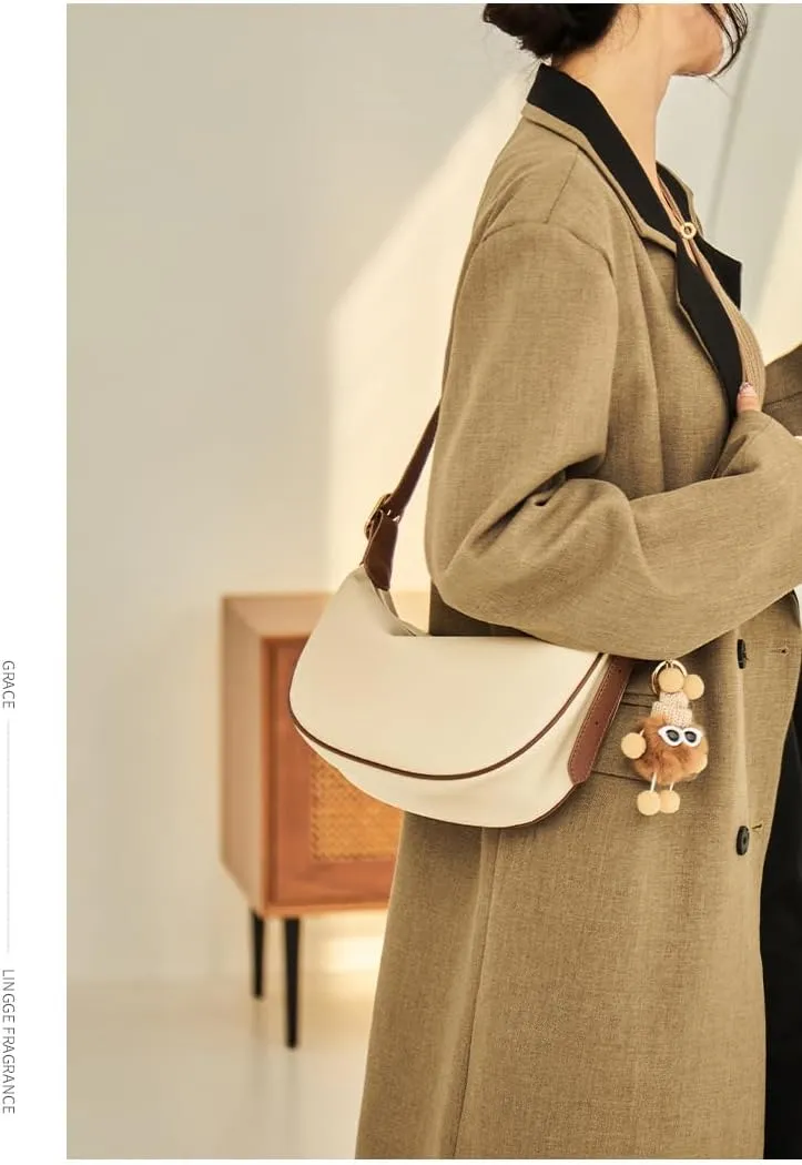 Women's Leather Shoulder Crossbody Bag Handbag Clutch Crecent Underarm Armpit Dumpling Pillow Bag Versatile Stylish Casual