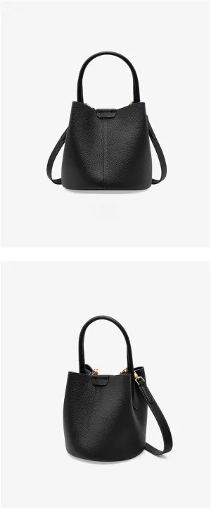 Women's Leather Shoulder Crossbody Bag Top Handle Handbag Hobo Pillow Bucket Bag Cowhide Versatile Casual Chic Stylish