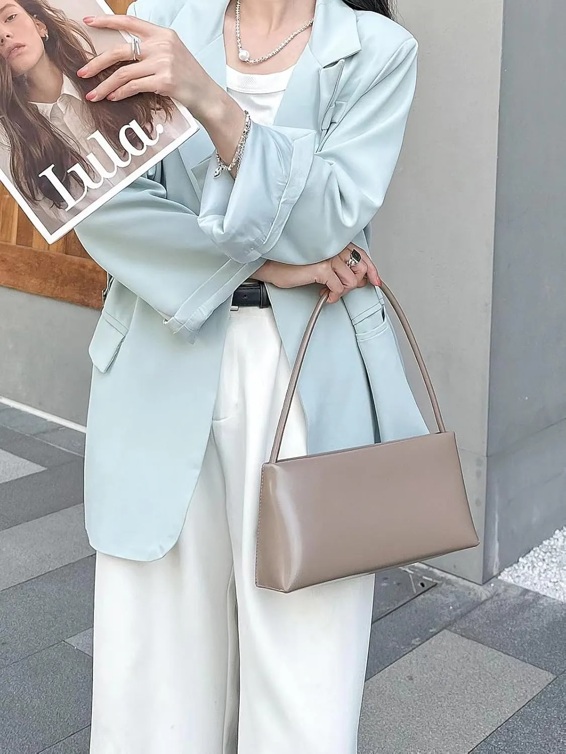 Women's Leather Small Retro Shoulder Crossbody Armpit Bag Handbag Clutch Hobo Pillow Bag Versatile Chic Stylish Casual