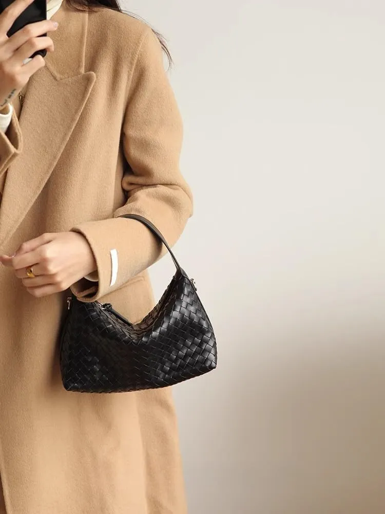 Women's Minority Cowhide Diamond Pattern Handbag Shoulder Crossbody Underarm Bag Pillow Dumpling Bag Versatile Clutch Chic
