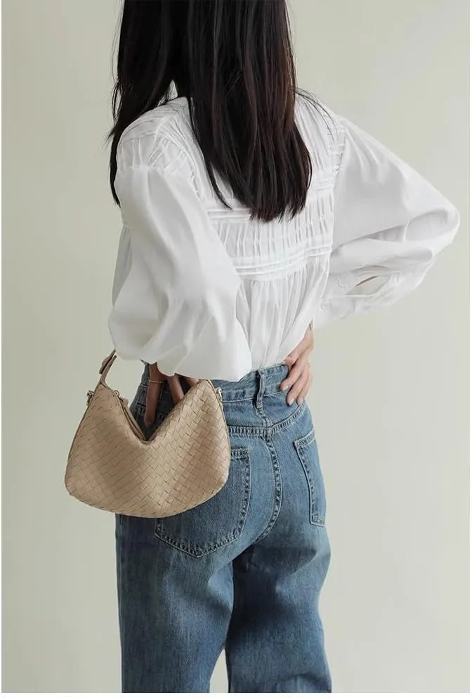 Women's Minority Cowhide Diamond Pattern Handbag Shoulder Crossbody Underarm Bag Pillow Dumpling Bag Versatile Clutch Chic