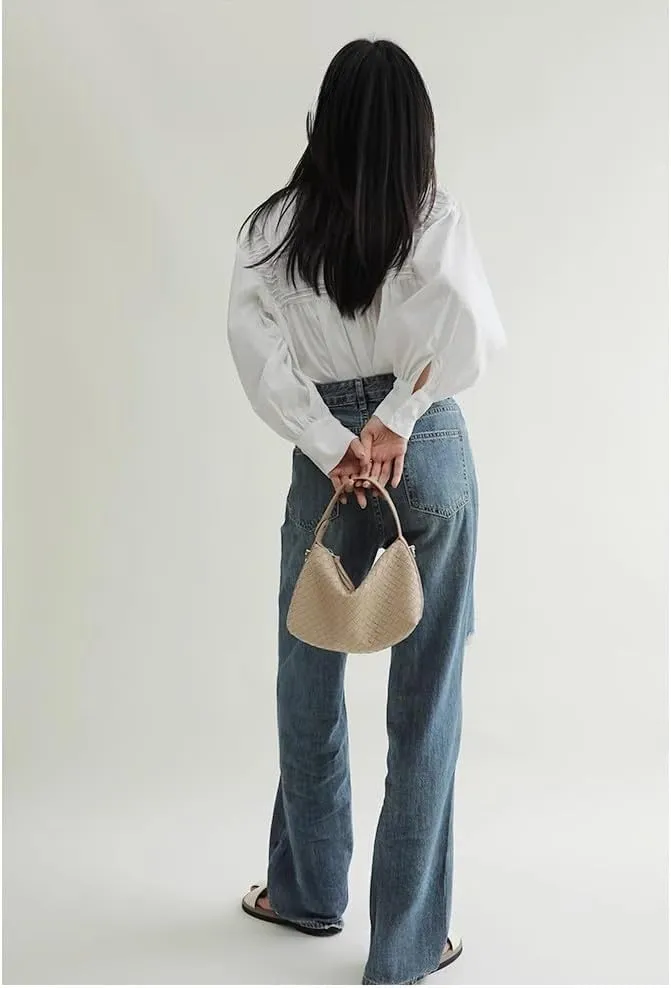 Women's Minority Cowhide Diamond Pattern Handbag Shoulder Crossbody Underarm Bag Pillow Dumpling Bag Versatile Clutch Chic