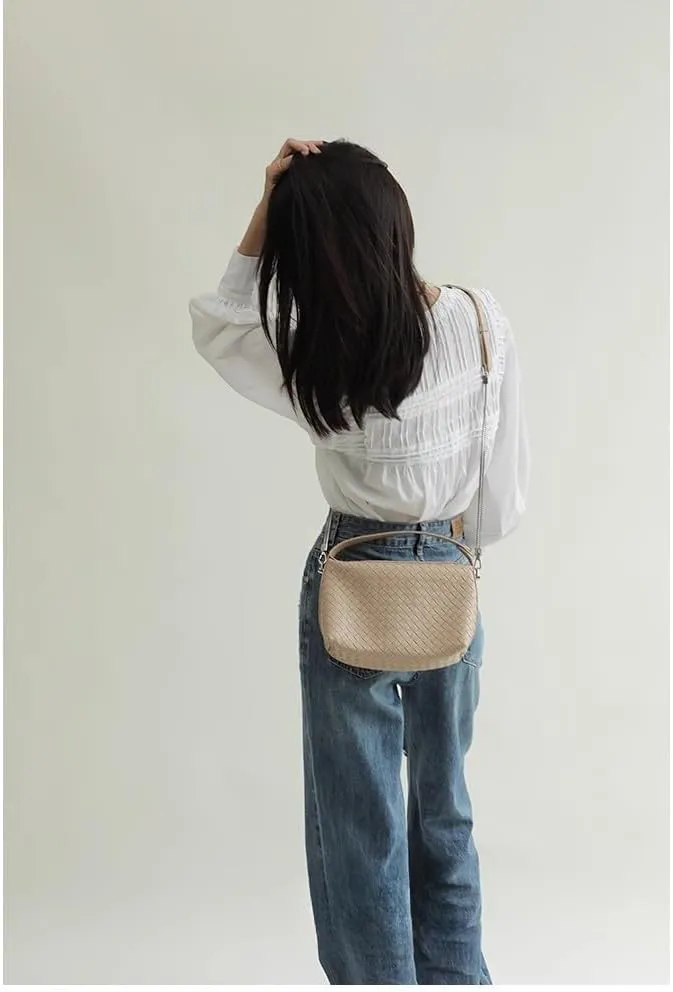 Women's Minority Cowhide Diamond Pattern Handbag Shoulder Crossbody Underarm Bag Pillow Dumpling Bag Versatile Clutch Chic