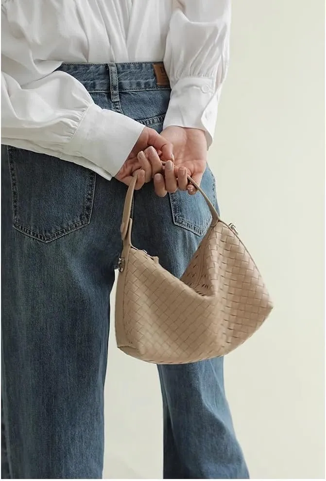 Women's Minority Cowhide Diamond Pattern Handbag Shoulder Crossbody Underarm Bag Pillow Dumpling Bag Versatile Clutch Chic
