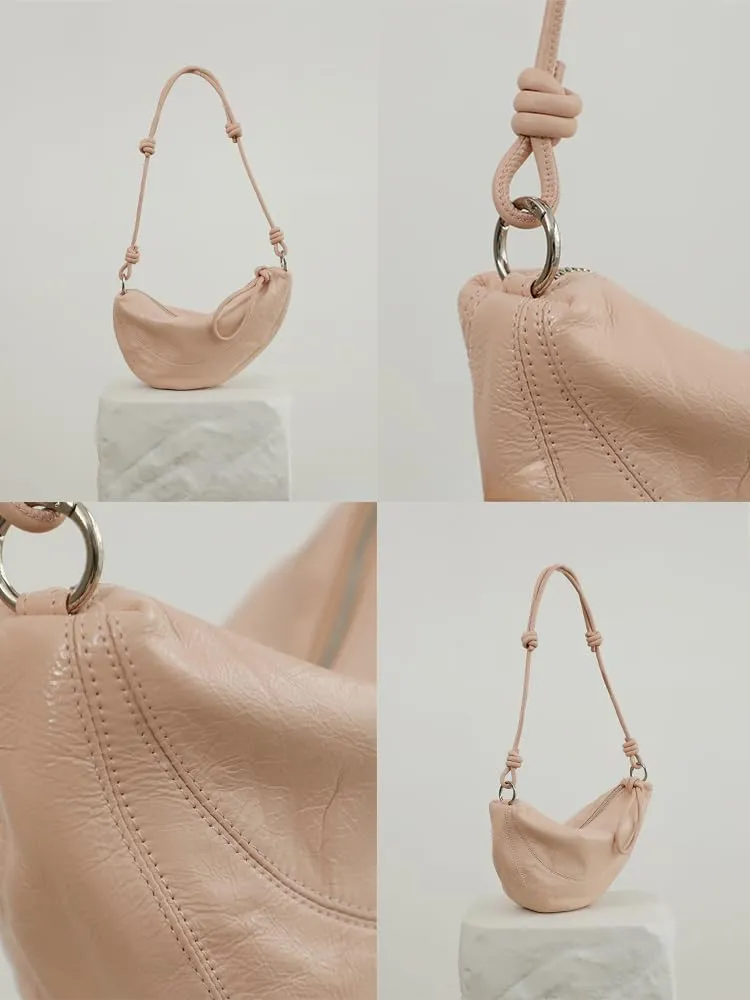Women's Oil Wax Cowhide Knot Shoulder Crossbody Underarm Bag Handbag Hobo Vintage Clutch Versatile Chic Stylish Casual