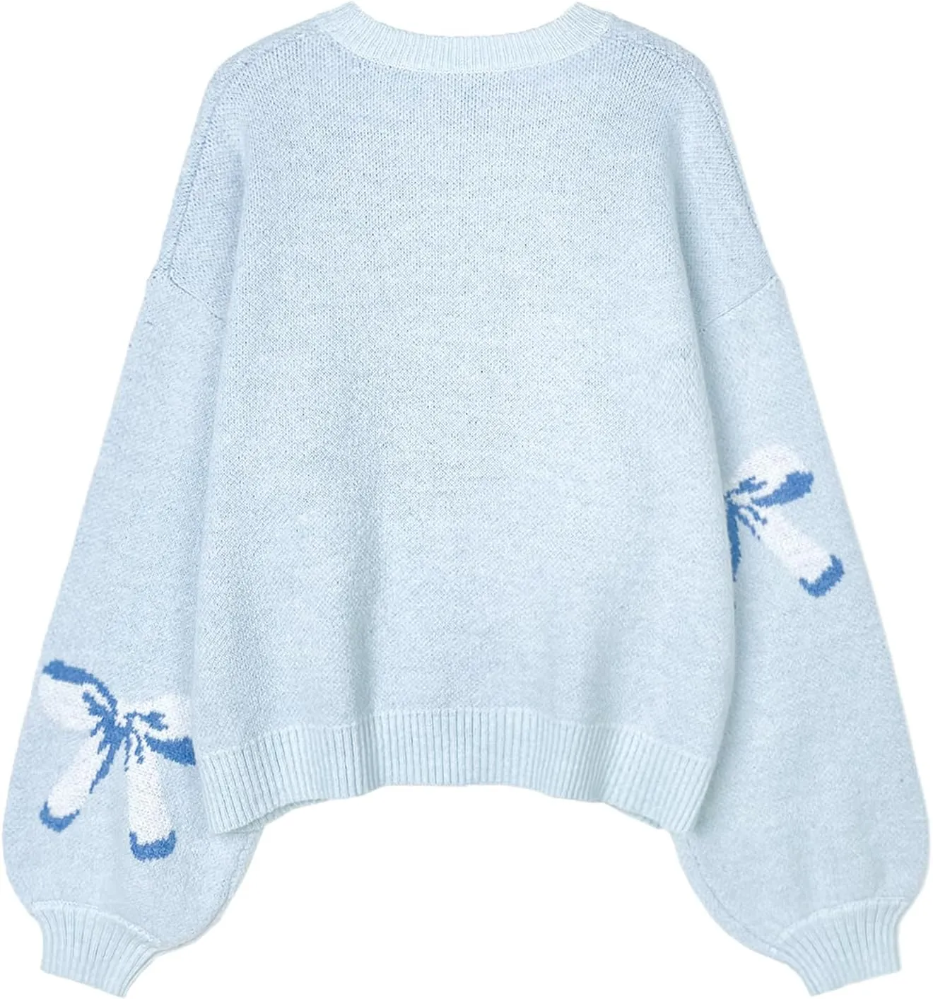 Womens Oversized Cute Bow Tie Sweater Spring 2025 Cozy Chunky Ribbed Knit Crewneck Long Sleeve Pullover Tops