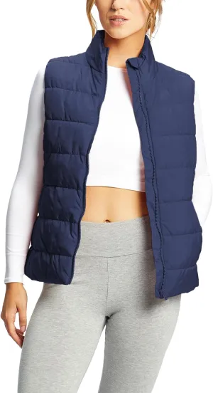 Women's Puffer Vests Full Zip Quilted Sleeveless Puffy Jacket for Womens Water-Resistant Outdoor Cozy Sport Coat S-2XL
