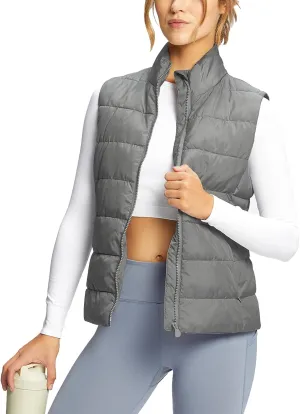 Women's Puffer Vests Full Zip Quilted Sleeveless Puffy Jacket for Womens Water-Resistant Outdoor Cozy Sport Coat S-2XL