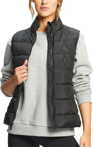 Women's Puffer Vests Full Zip Quilted Sleeveless Puffy Jacket for Womens Water-Resistant Outdoor Cozy Sport Coat S-2XL