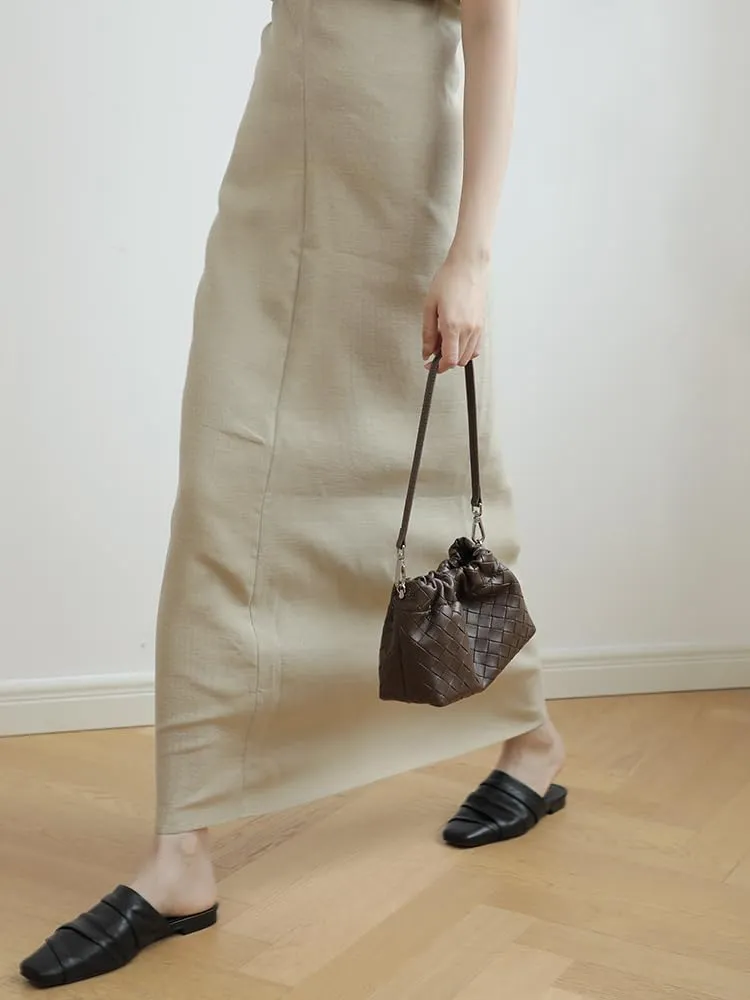 Women's Retro Genuine Leather Chain Ball Woven Shoulder Crossbody Underarm Bag Clutch Cloud Dumpling Handbag Versatile Hobo