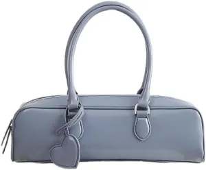 Women's Retro Heart Leather Bag Shoulder Underarm Handbag Top Handle Bowling Pillow Bag Versatile Casual Stylish Vintage