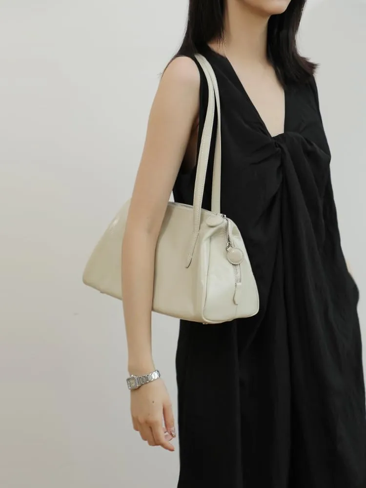 Women's Retro Leather Large Capacity Shoulder Underarm Bag Handbag Commuting Totes Pillow Bowling Bag Versatile Clutch Hobo