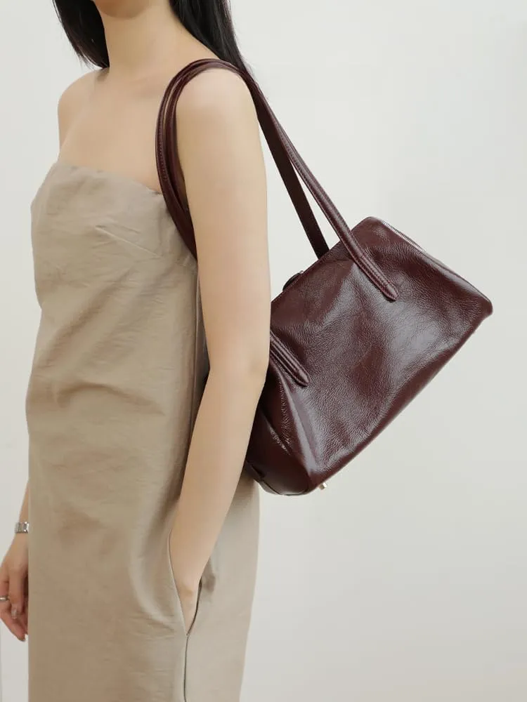 Women's Retro Leather Large Capacity Shoulder Underarm Bag Handbag Commuting Totes Pillow Bowling Bag Versatile Clutch Hobo