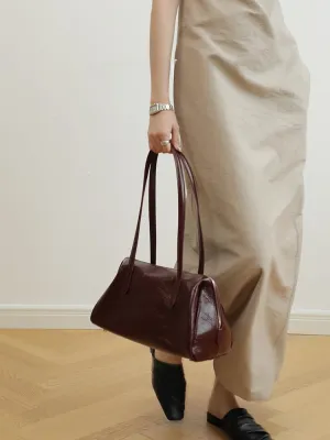 Women's Retro Leather Large Capacity Shoulder Underarm Bag Handbag Commuting Totes Pillow Bowling Bag Versatile Clutch Hobo