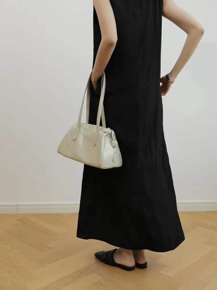 Women's Retro Leather Large Capacity Shoulder Underarm Bag Handbag Commuting Totes Pillow Bowling Bag Versatile Clutch Hobo