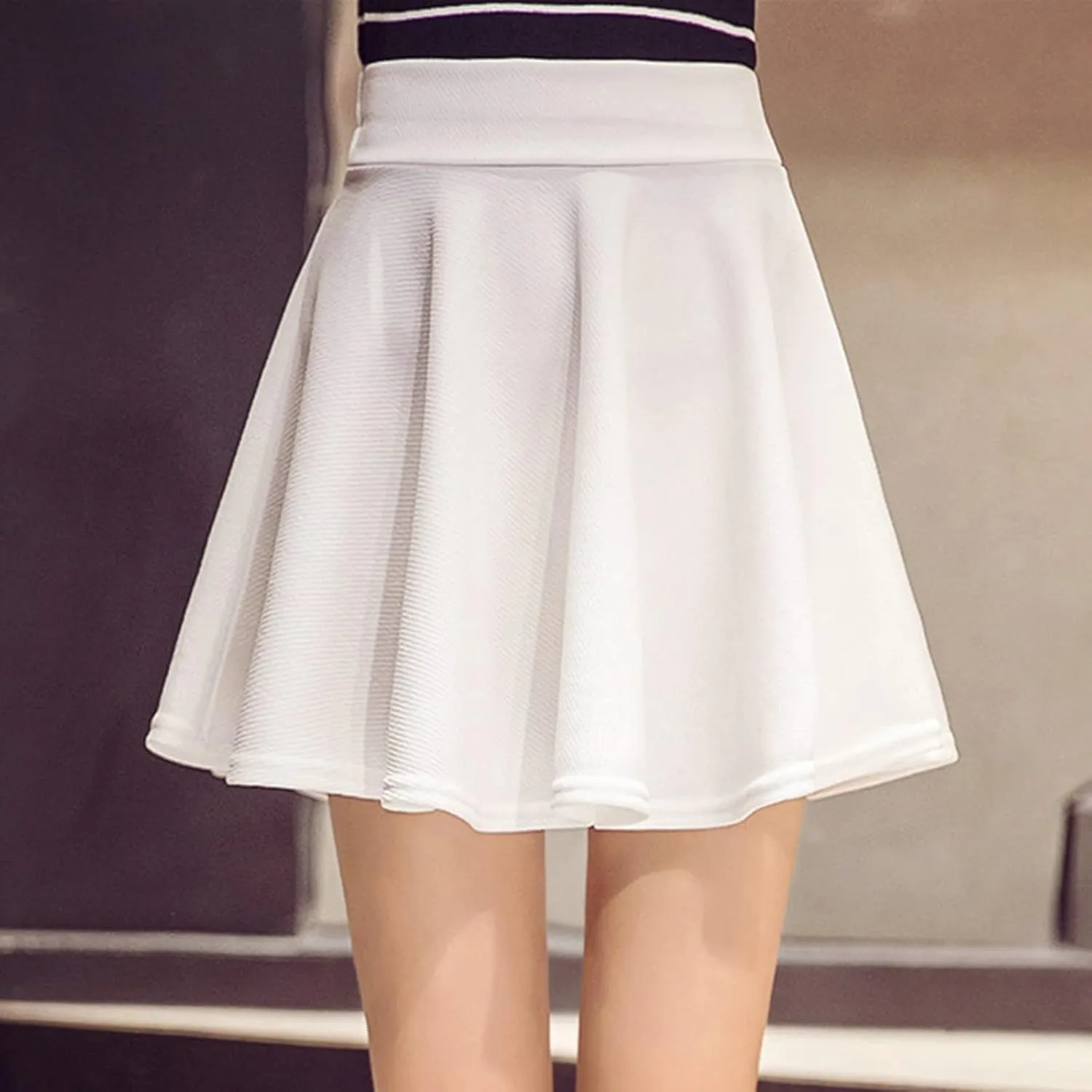 Women's Summer High Waisted Skirts Tummy Control Pleated Athletic Skirts Mini Dress Basic Versatile Flared Skirt