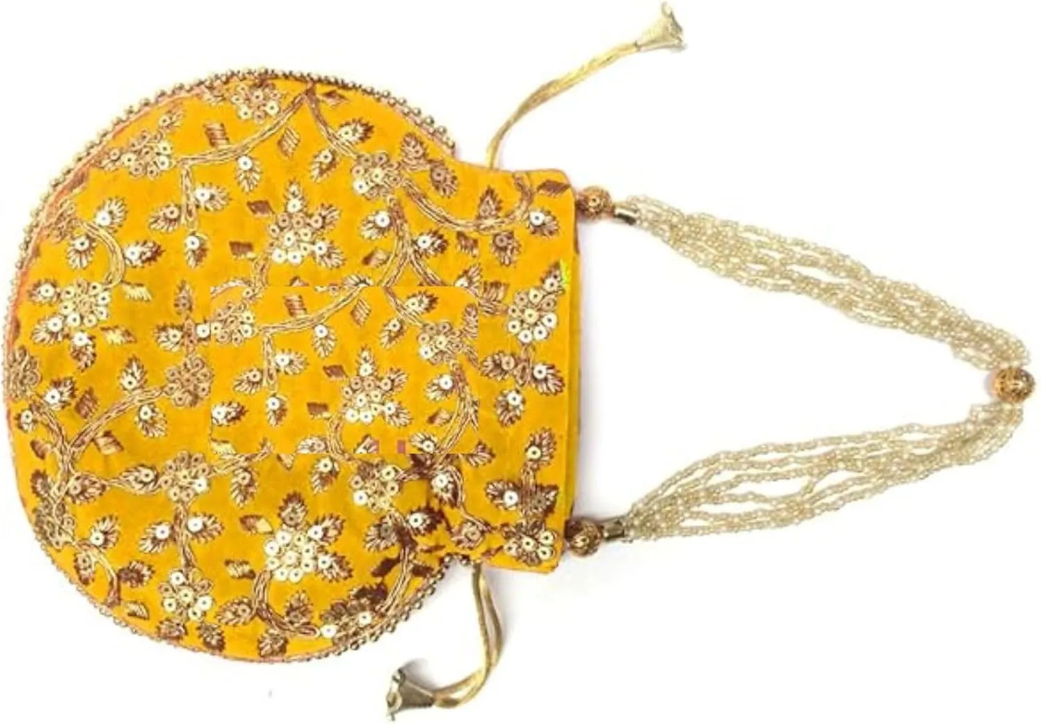 Women's Velvet Embroidered Potli Bag Purse Pouch Drawstring Bag Golden Work Wedding Gift for Women