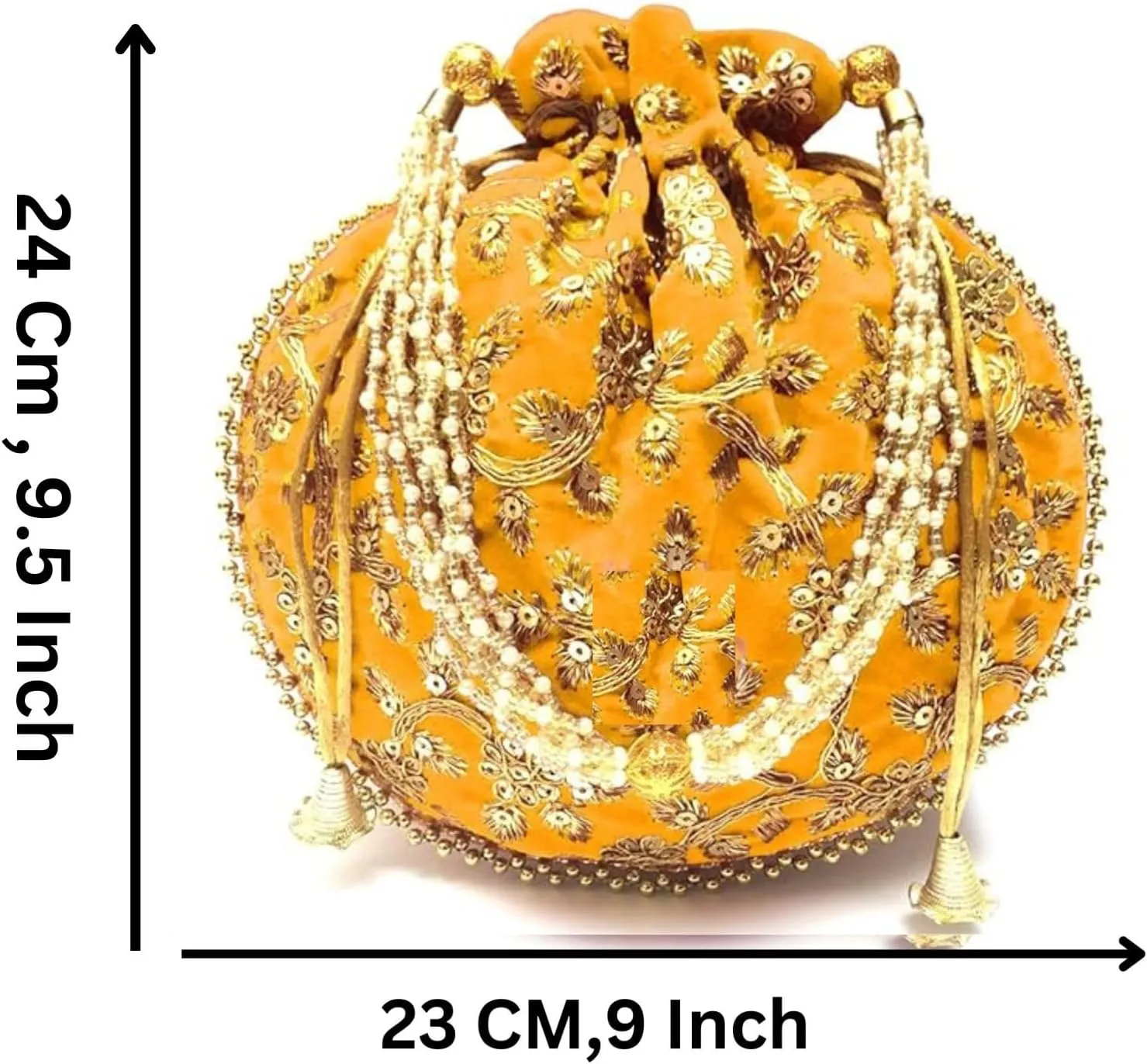Women's Velvet Embroidered Potli Bag Purse Pouch Drawstring Bag Golden Work Wedding Gift for Women