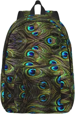 WURTON Fresh Peacock Print Large Backpack Casual Laptop Backpack Computer Bag Travel Daypack For Women Men