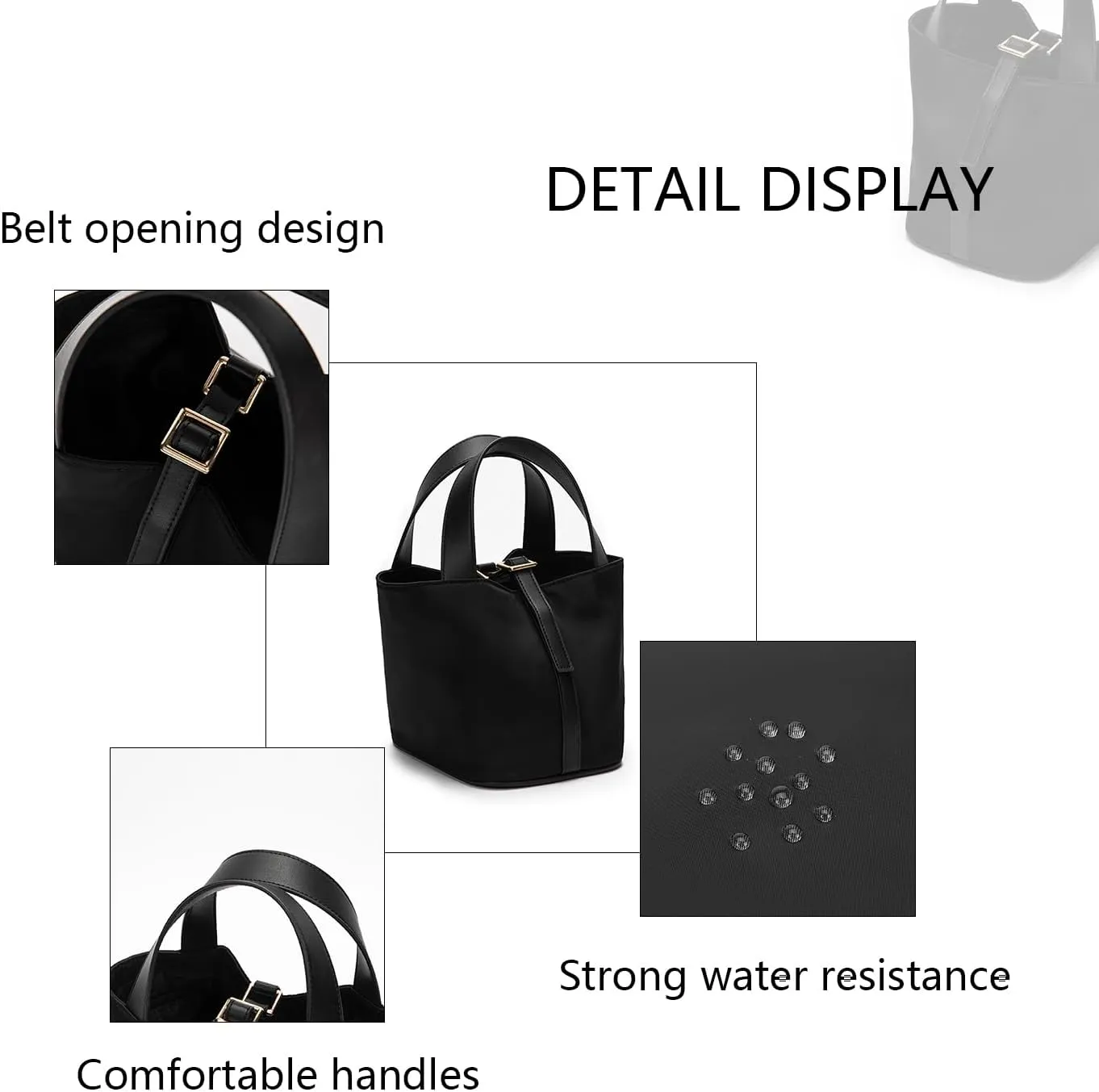YONBEN Tote Bucket Bag -Simple and Comfortable Handbag with Belt Opening Design Lightweight and Versatile Bucket Bag