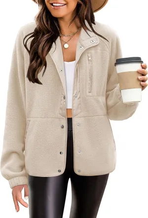 Zeagoo Women's Cozy Fleece Jacket Western Aztec Print Button Down Coat with Pockets Casual Warm Outwear 2024
