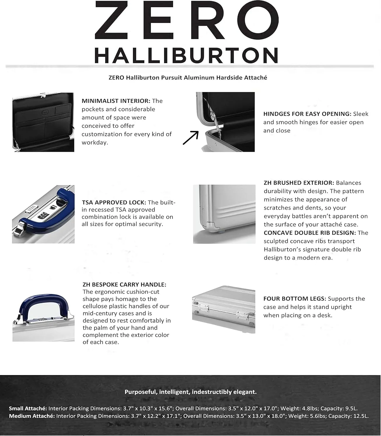 ZERO Halliburton Pursuit Aluminum Hardside Attach (Silver, Medium Attach)
